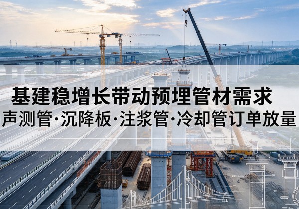 伊金霍洛旗基建稳增长带动预埋监测管材需求，声测管、沉降板、注浆管订单持续放量